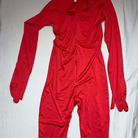 Red Morphsuit Adult Costume Bodysuit Halloween Party masquerade Robber Superhero - Picture 5 of 11